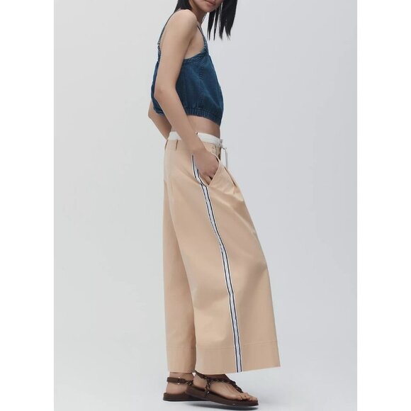 Anthropologie Maeve Twisted-Cuff Chino Pants Wide Leg 6 - Picture 3 of 4